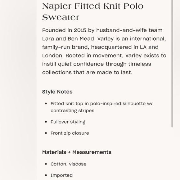 Varley Ribbed Napier Polo Knit T-Shirt Sweater - Picture 9 of 9